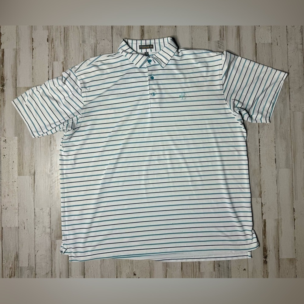 Peter Millar Shirt Mens XL White Striped Summer Comfort Polo Golf Classiccore